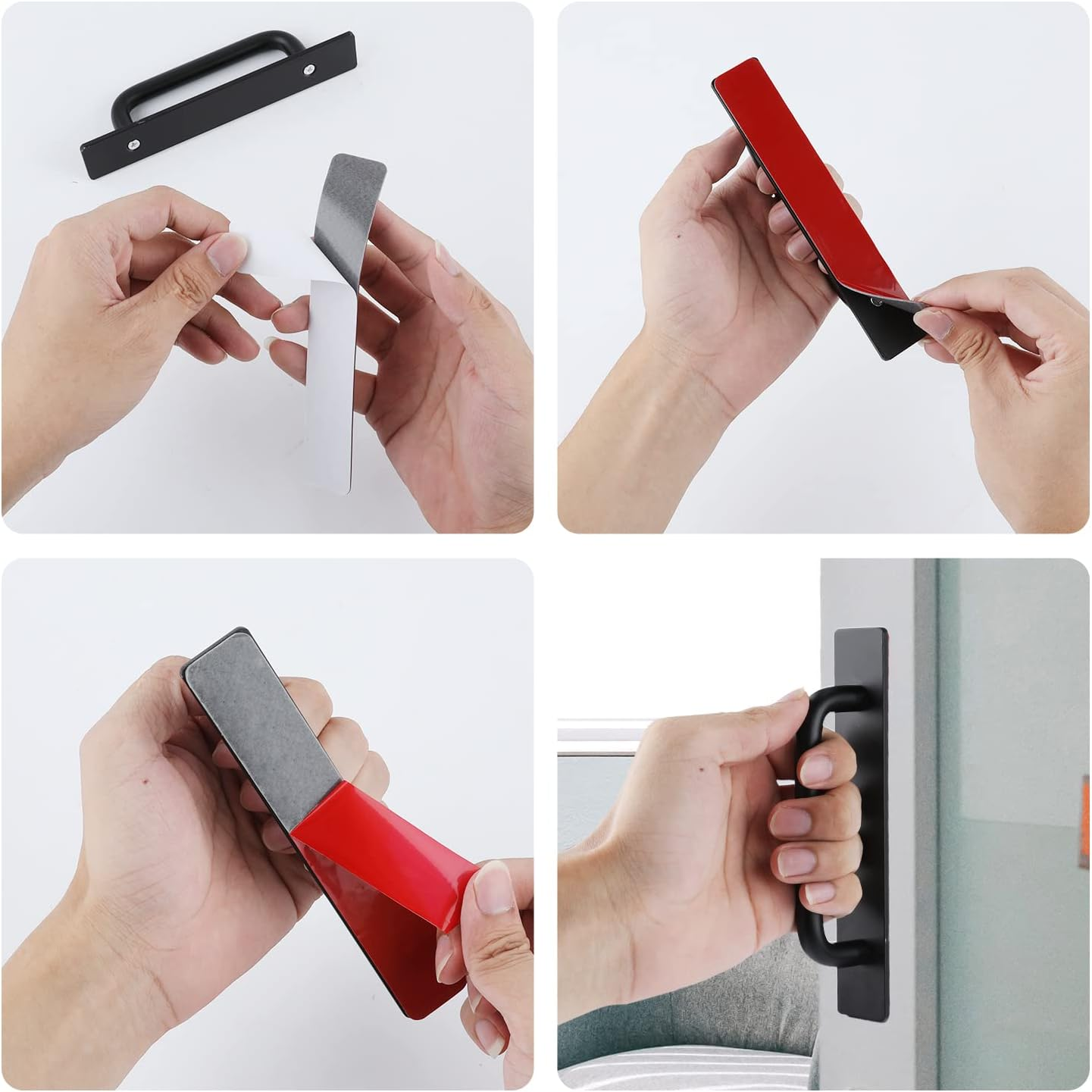 SAVITA 148Mm Self Adhesive Door Handle Pull, 2Pcs Self Stick Peel and Stick Kitchen Cabinet Handles Push Pull Handles for Kitchen Cabinet Drawer Closet Handles (Matte Black) image number 5