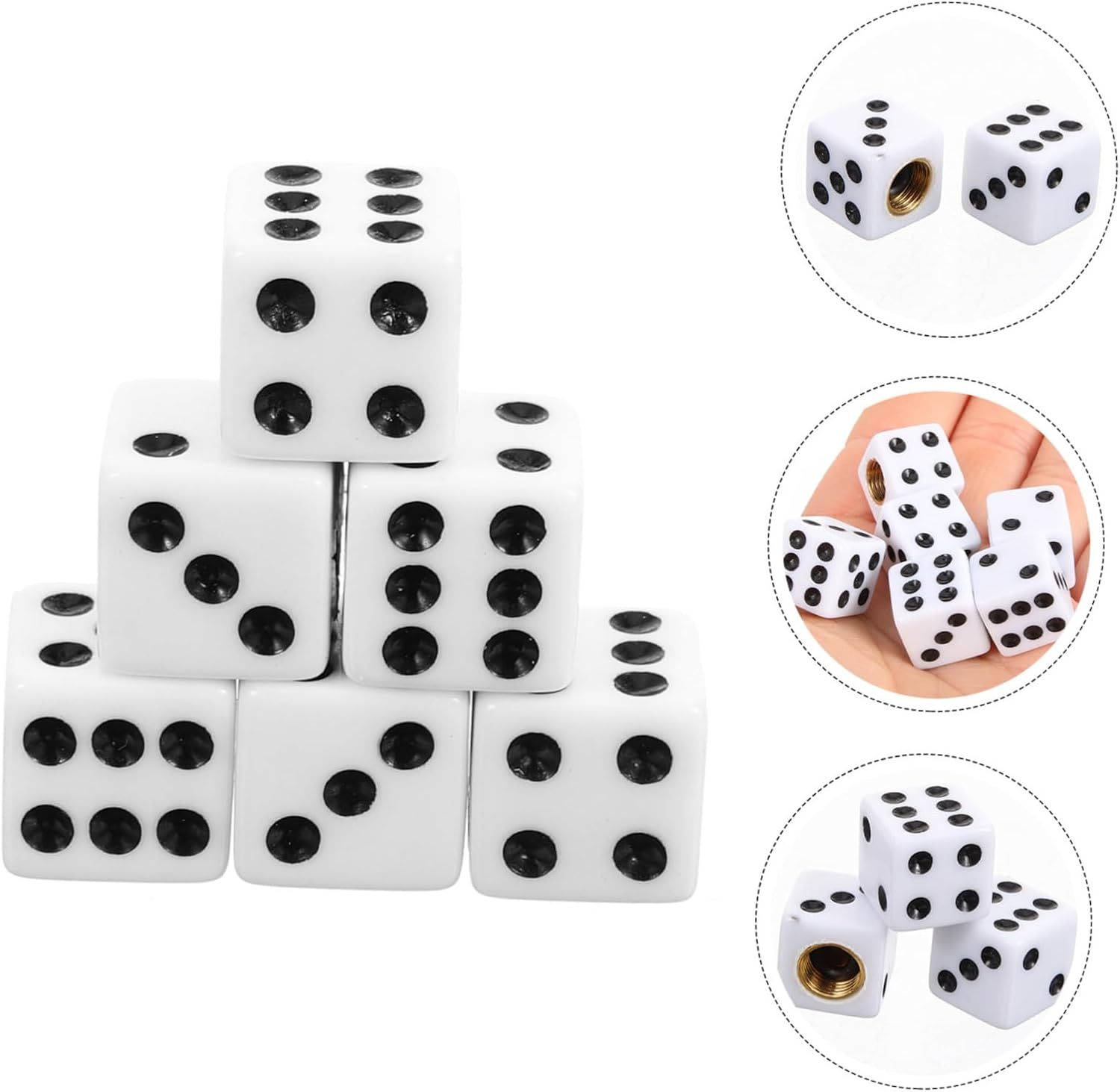 JECOMPRIS 10Pcs Dice Style Valve Stem Caps Leak Dust Caps for Bikes Vehicles Durable Transparent Covers Easy Installation Protection Against - White image number 4