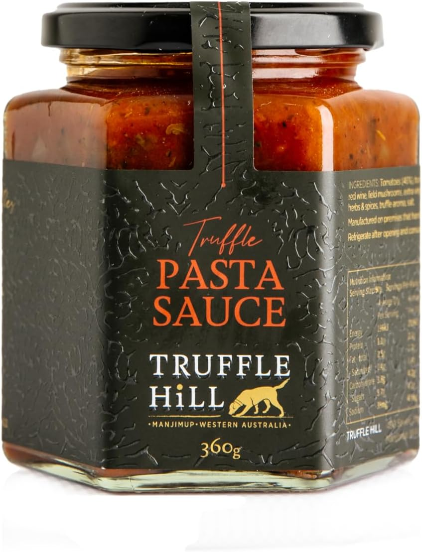 Truffle Hill - Truffle Pasta Sauce (360G), Black P&eacute;rigord Truffles Infused Traditional Style Chunky Pasta Sauce, Keto, Paleo, Vegan, Vegetarian, Lactose Free, Gluten Free, Celiac Friendly