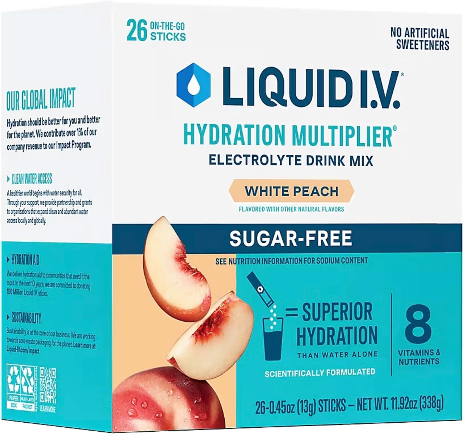 Liquid I.V. Sugarfree Hydration Multiplier White Peach - 26 Sticks (1)