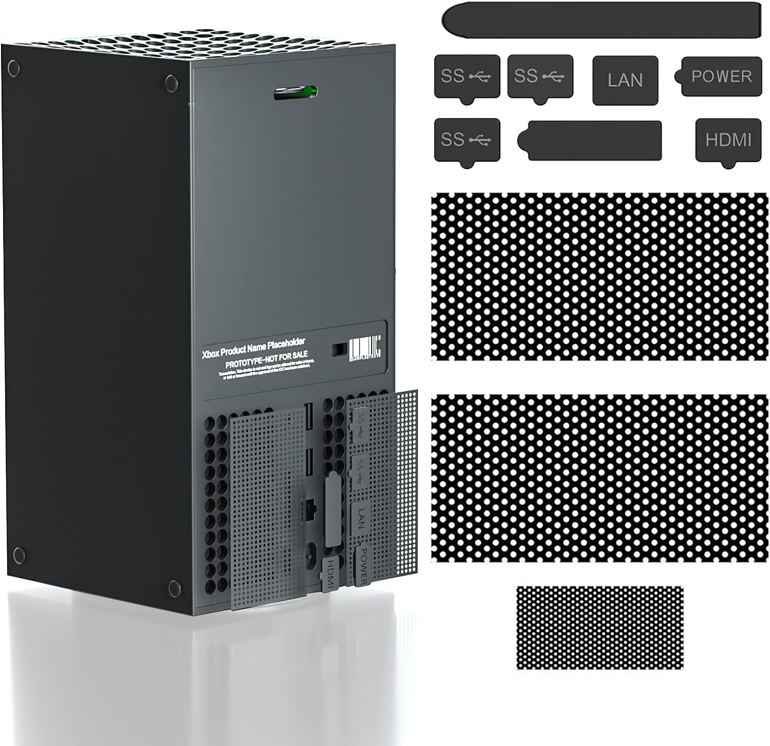 Dust Plugs Compatible with Xbox Series S, Dust Filter Kit Compatible with Xbox Series S, Include 8 Silicone Series S Dust Protector and 2 PVC Series S Mesh Filter Covers