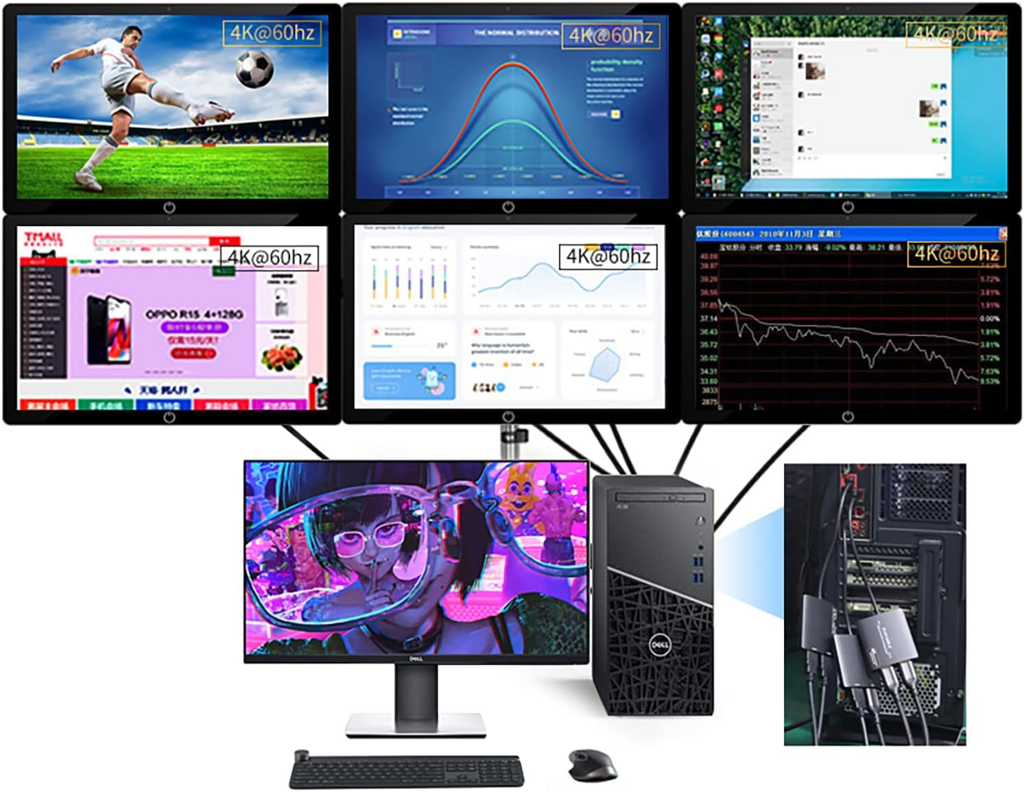 USB 3.0 to Hmdi+Displayport Adapter, Displaylink DL-6950 Chip USB Graphics Card 4K+4K @60Hz Extend Mirror Video Audio to Dual Monitor Compatible with Windows,Mac Os,Android,Chrome Os,Ubuntu (HDMI+DP) image number 3