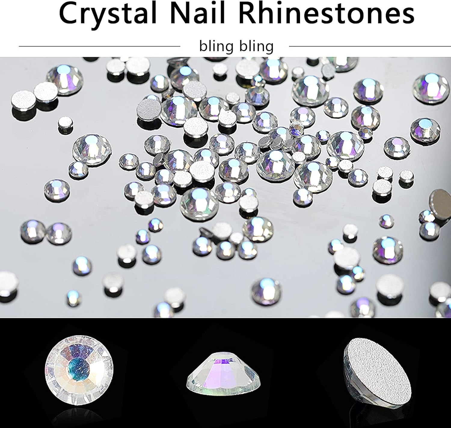 NAFIGO 3D Acrylic Butterfly Flowers Bear Nail Charms Art 3D, AB Crystal Rhinestones Multi Shapes Pearl Gold Metal Art, Decal Jewelry Accessories DIY Crafting, 2 Piece Set