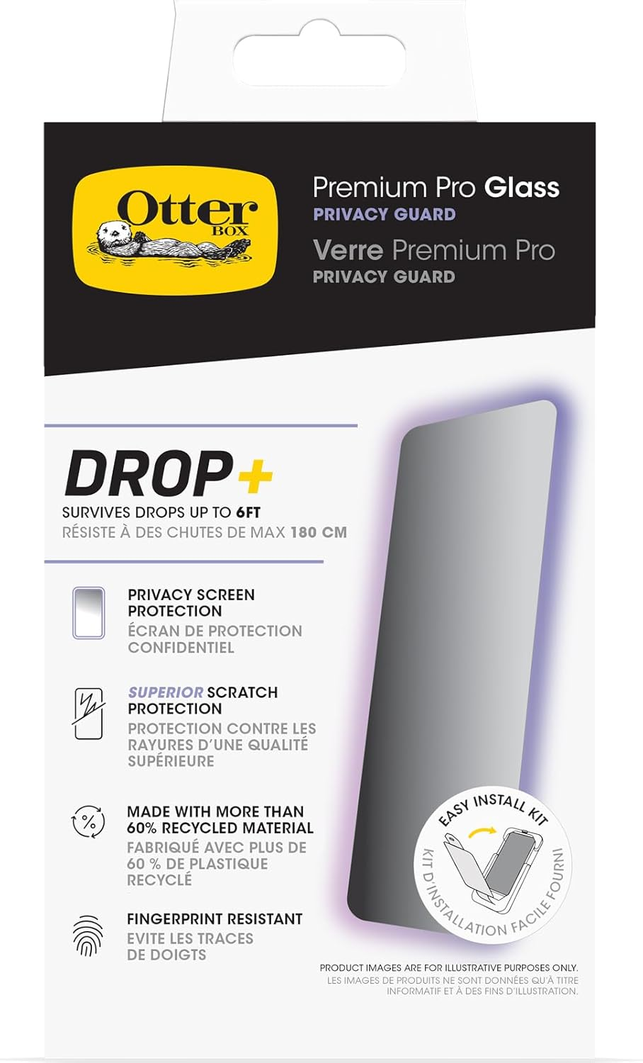 Otterbox Premium Pro Privacy Guard Glass Screen Protector for Iphone 16 Pro, Tempered Glass, Superior Scratch Protection, Survives Drops up to 6Ft