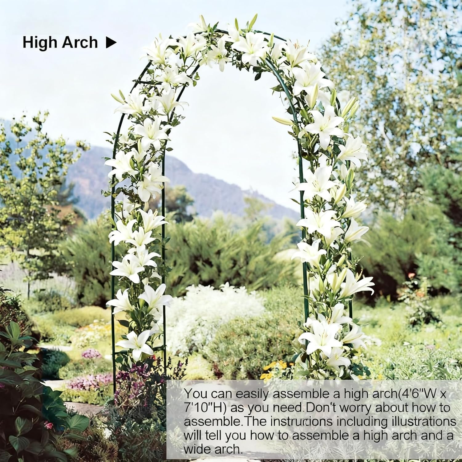 Metal Arch Frame, Metal Pergola Arbor, Garden Trellis for Various Climbing Plants Wedding Garden Bridal Party Decoration, Black