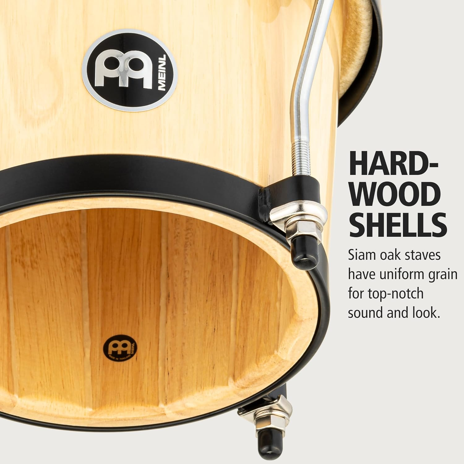 Meinl Percussion Bongos Hand Drum Set 6.75" and 8" with Hardwood Shells and Tuning Key &Acirc;&euro;&rdquo; NOT Made in China &Acirc;&euro;&rdquo; Headliner Series,, Natural (HB100NT) image number 6