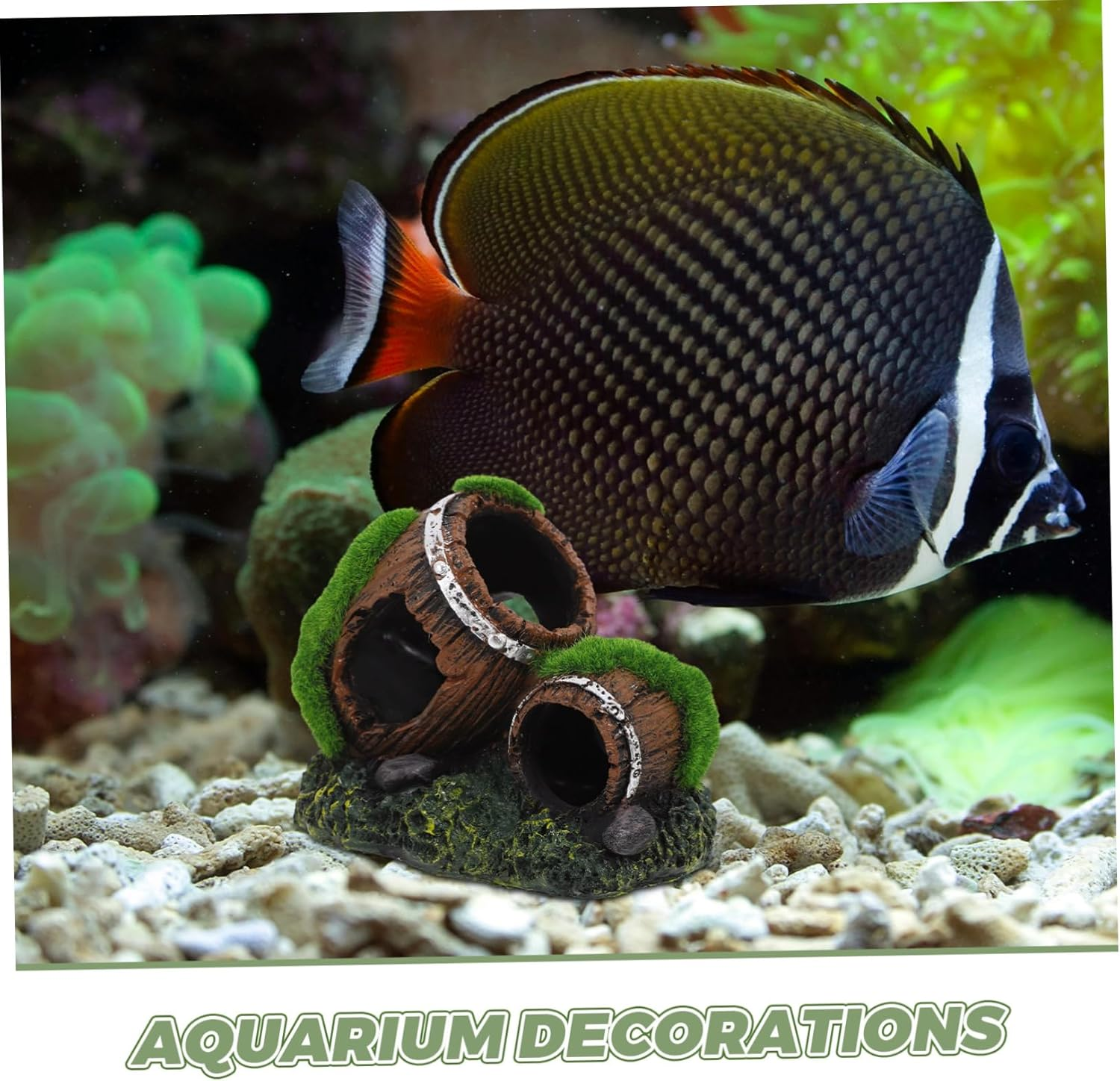 JUMPLAWN Aquarium Decorations Resin Barrel Ornament Unique Fish Tank Hideout for Freshwater and Saltwater Fish and Easy to Clean Small for Cozy Aquatic Landscaping image number 6