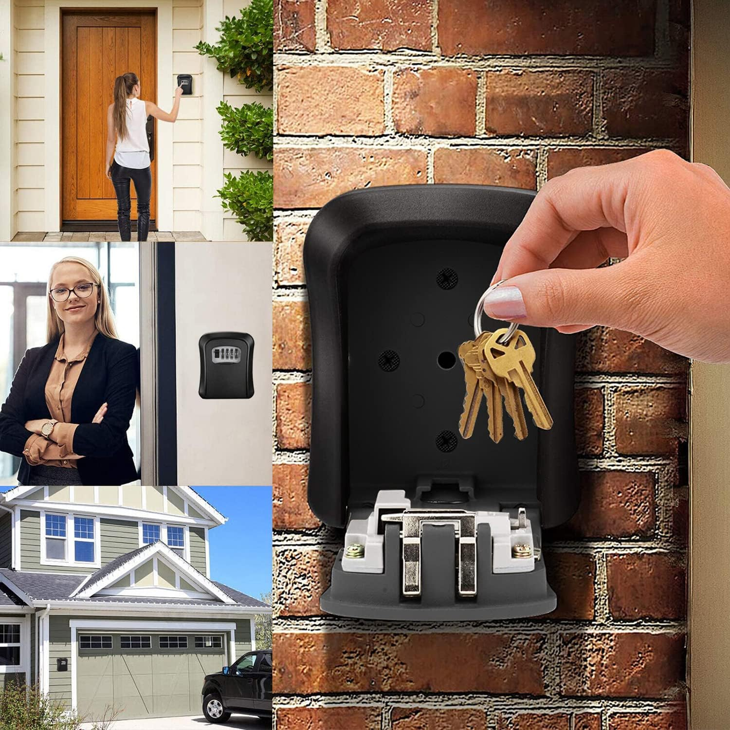 Key Lock Box, Wall Mountable Combination Lock Key Safe Storage Box Security Home Outdoor Digit image number 3