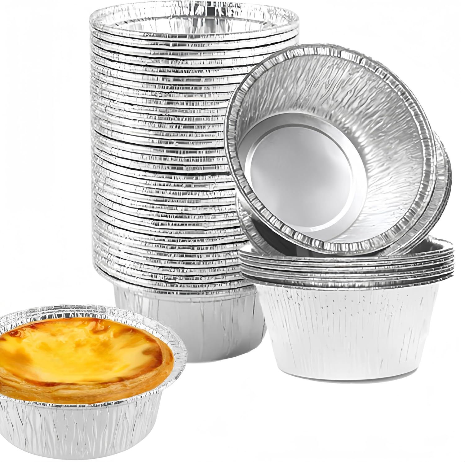 Aluminum Foil Baking Pie Pans 4.3Inch,125 Pcs Aluminum Pie Pans, round Cake Cup, Small Pie Tins for Baking Personal Mini Pies, Easily Stack,Store, Freeze, Reheat image number 1