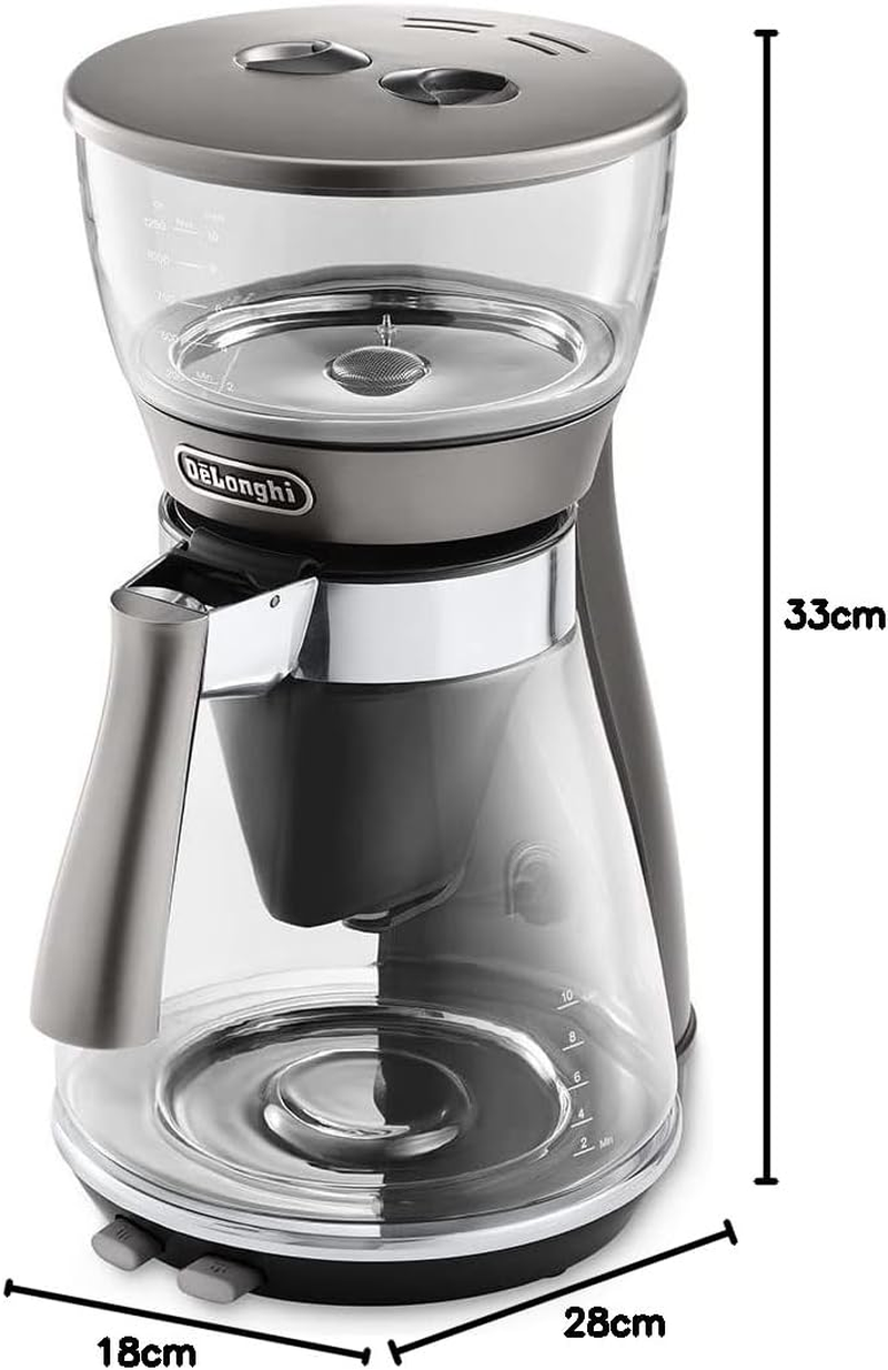 De'Longhi Clessidra 2 in 1 Drip Coffee Machine ICM17210, Pour-Over Coffee at the Touch of a Button, Grey image number 1
