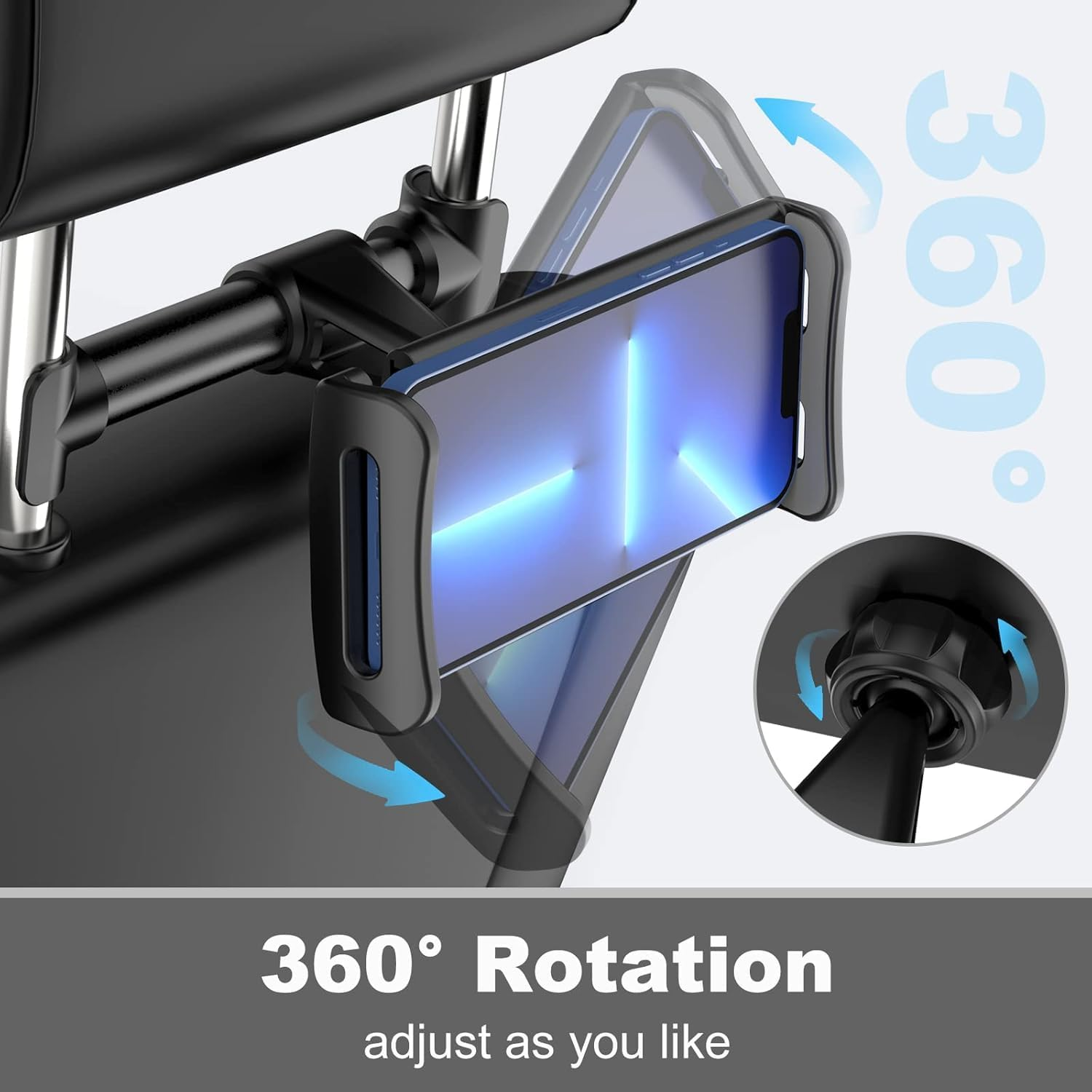 Giftorld Car Headrest Backseat Mount,Phone/Tablet Car Mount,Adjustable Devices Holder for 4-11 Inch Tabltes/Phones Compatible for Iphone 17 16 15 14 13 12 Pro Max, Galaxy S22,S20, Ipad,Samsung Tabs image number 5