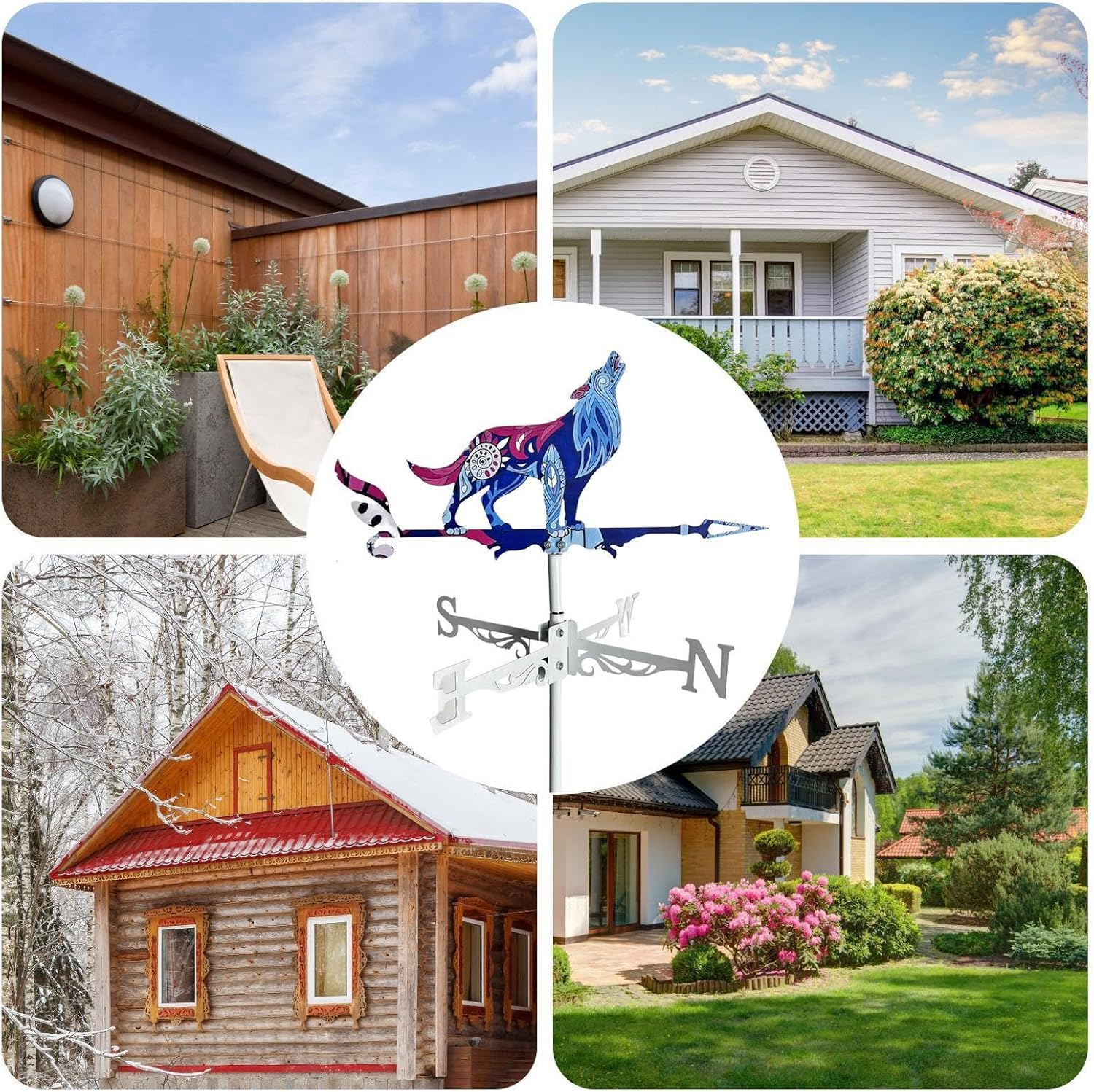 Garden Weather Vane, Farmhouse Roosters Decorations, Metal Rooster Weathervane with Wind Spinner, Perfect Farmhouse Garden Decoration for Backyard and Outdoor Spaces image number 4