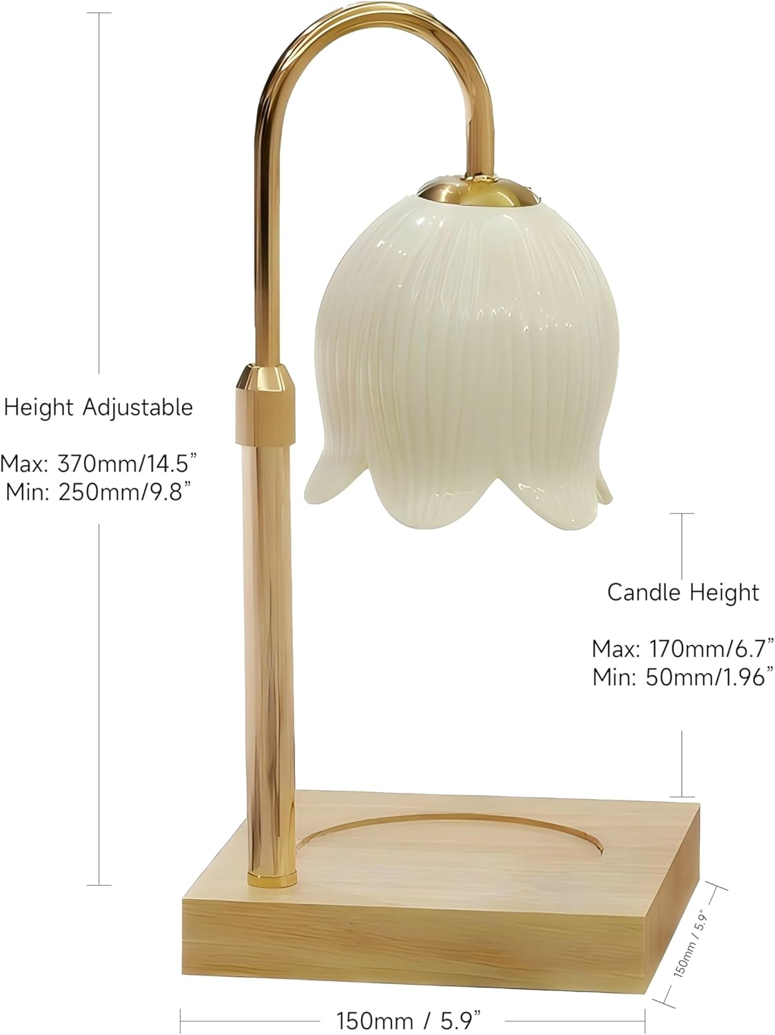 Kinsynko Candle Warmer Lamp Australia with Timer and 2 Bulbs for Home Scented Jar Candles, Dimmable White Ceramic Bell Orchid Candle Melting Lamp for Housewarming, Valentine'S Day Gift