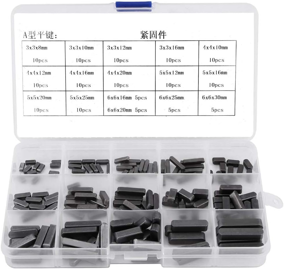 140Pcs Key Assortment,8Mm-30Mm Stainless Steel round Ended Feather Key,Parallel Drive Shaft Feather Keys Set,For Fastenning the Equipments Disassembled Frequently image number 4