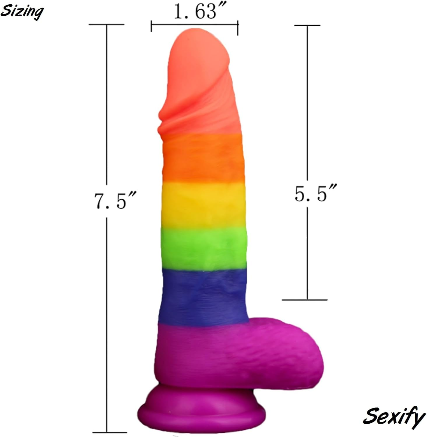 Rainbow Dildo Dong Realistic Silicone Penis Gay Cock Veined Shaft Suction Cup for Women and Men and Couples Sex Toy image number 2
