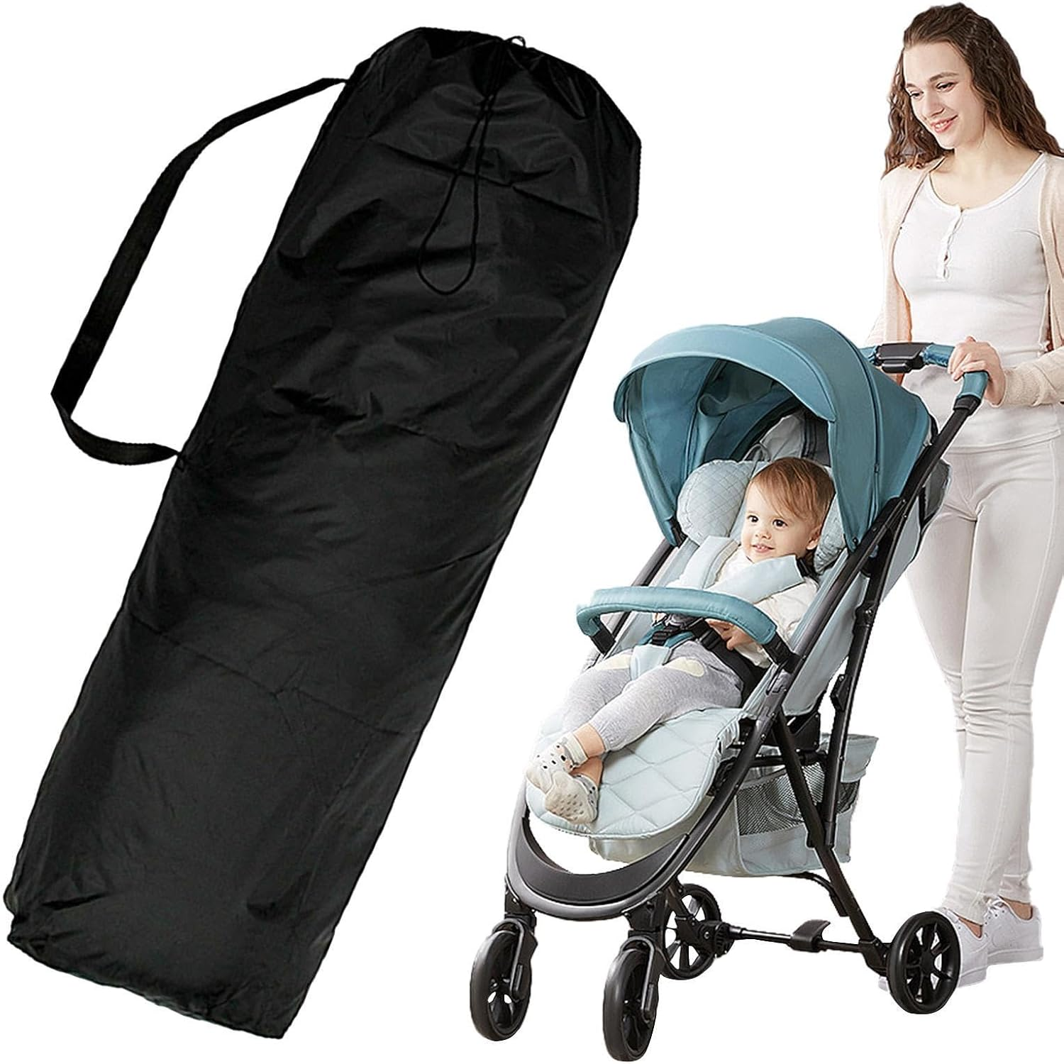 Travel Duffel Bags - Travel Bags for Luggage | Childress Stroller Travel Bag for Single Double Strollers Protective, Water-Resistant Stroller Bag with Carry Handles Helves image number 3