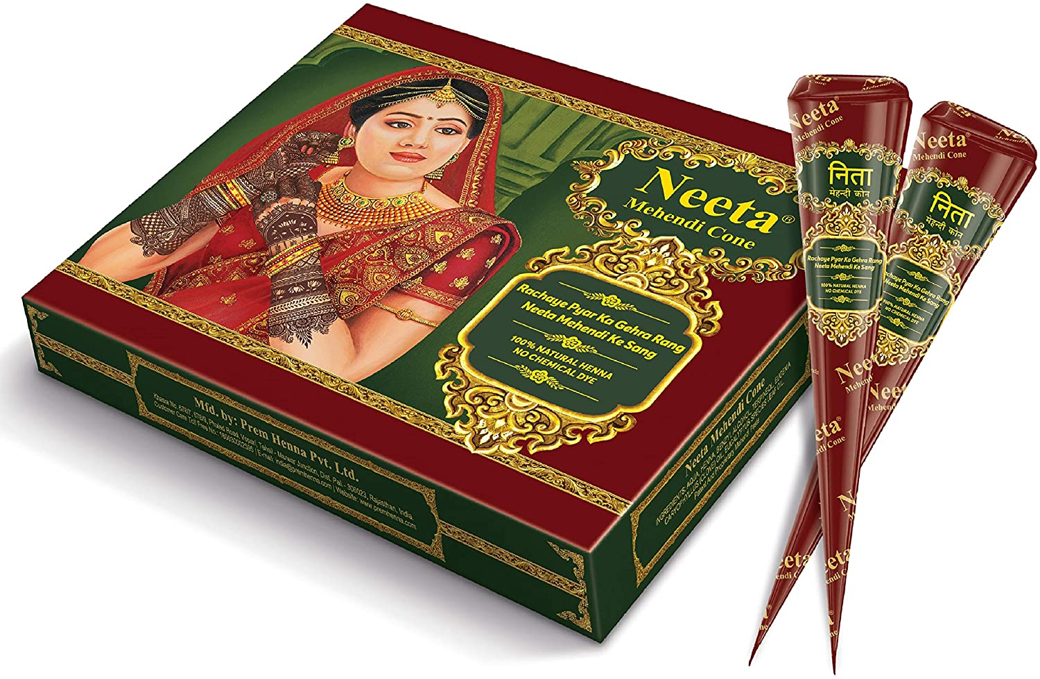 Neeta Natural Herbal Mehandi Cones for Hand Designing Mehandi Cones Natural Mehandi/Henna Cones Raddish Brown Color Mehndi Cones Natural without Chemical Mehendi Cones 12 Pieces Mehndi Cones image number 4