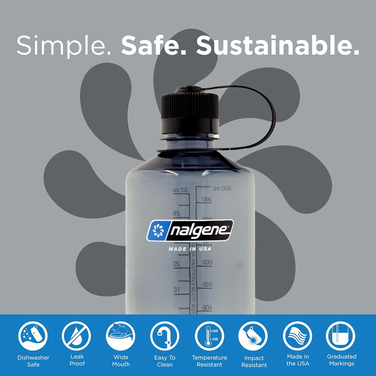 Nalgene Sustain Tritan Bpa-Free Water Bottle Made with Material Derived from 50% Plastic Waste, 32 OZ, Narrow Mouth - Amethyst image number 6