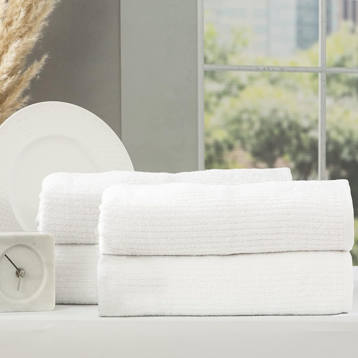 4Pc Renee Taylor Cobblestone Bath Towel/Sheet 650GSM 160Cm Cotton Ribbed Granite