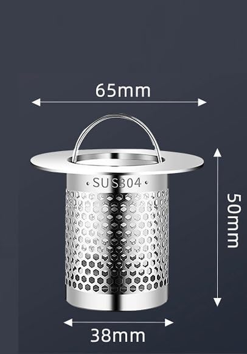 3Pcs Sink Drain Strainer，Shower Strainer Drain Hair Catcher Floor Drain Filter with Handle Stainless Steel Drainer Filter Used to Prevent Clogging of Kitchen Sinks (Silver, One Size) image number 3