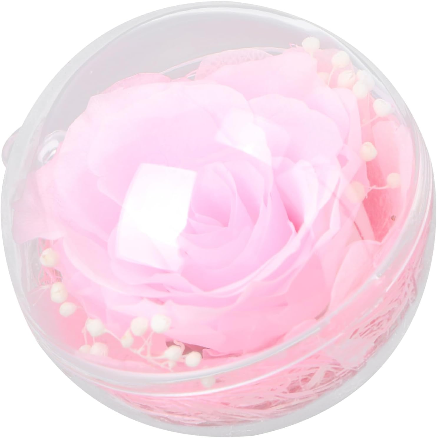 GOOHOCHY Preserved Flower Key Pendant Bag Charm Pink 5Cm Ball Keychain for Women New Year DIY Accessory image number 1