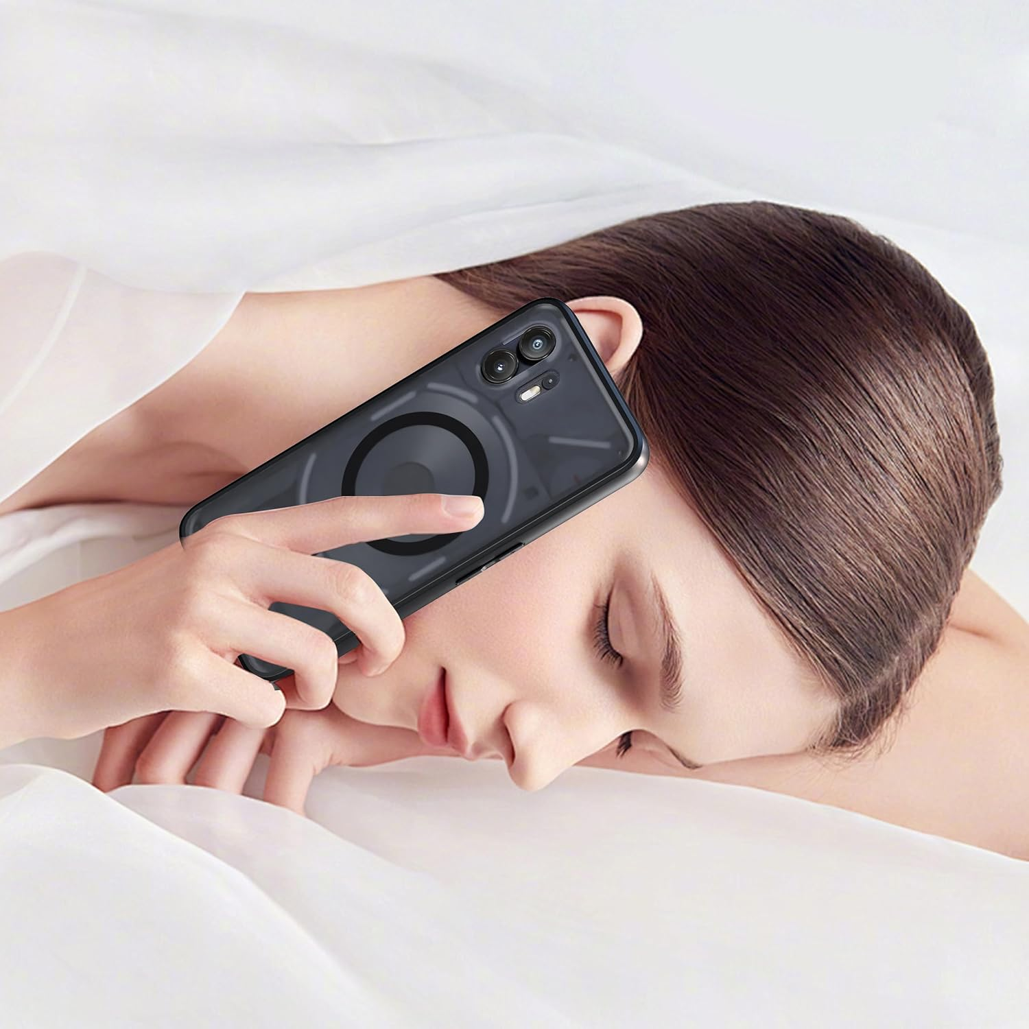 AOMYKE for Nothing Phone (2) Magnetic Mobile Phone Case for Nothing Phone (2) [Compatible with Magsafe] Translucent Matte Anti-Fingerprint Scratch-Resistant PC Back + TPU Bumper, Black