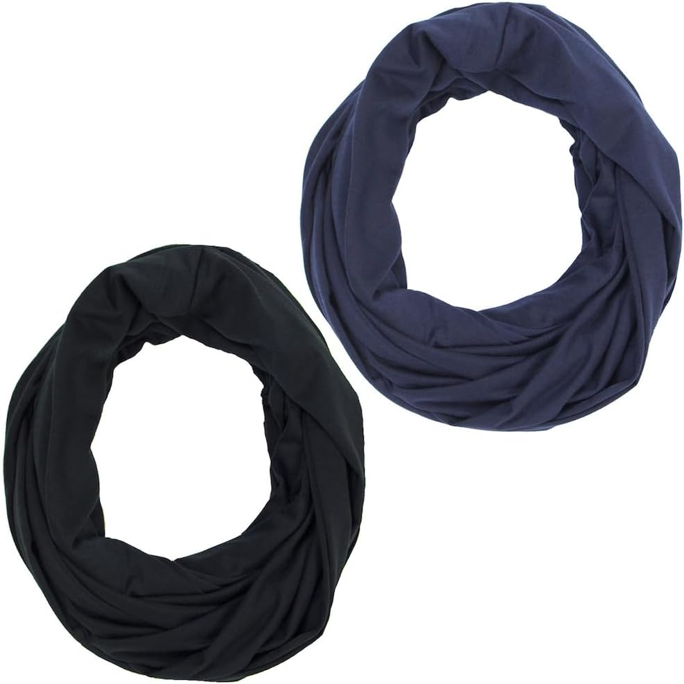 (2Pk Grey/Navy) - 2Pk LK Baby Infinity Nursing Scarf Breastfeeding Cover Ultra Soft (Grey/Navy) image number 1