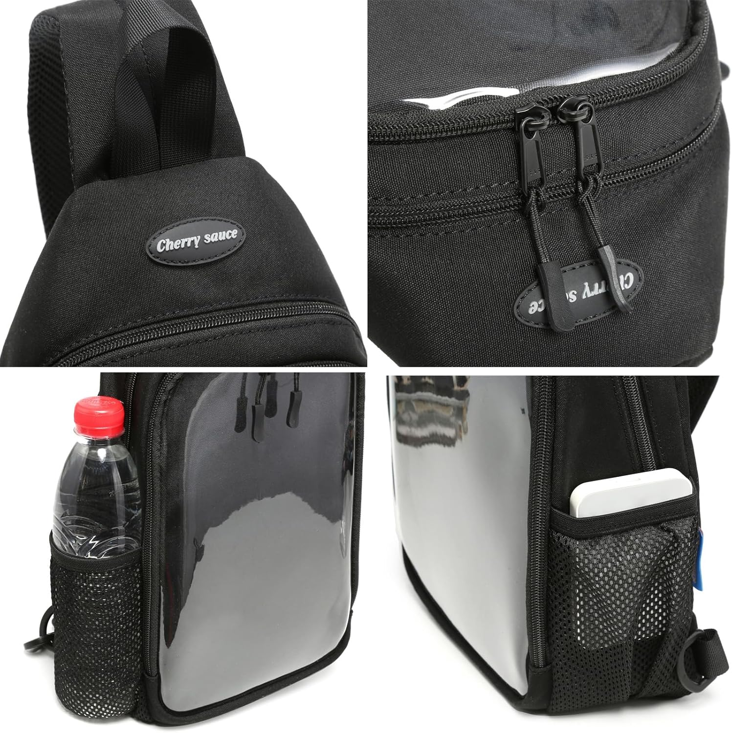 CHERRY SAUCE Kawaii Oxford Ita Bag Pin Display Chest Pack Shoulder Bag Sport Backpack Hiking Daypack - Beige image number 3