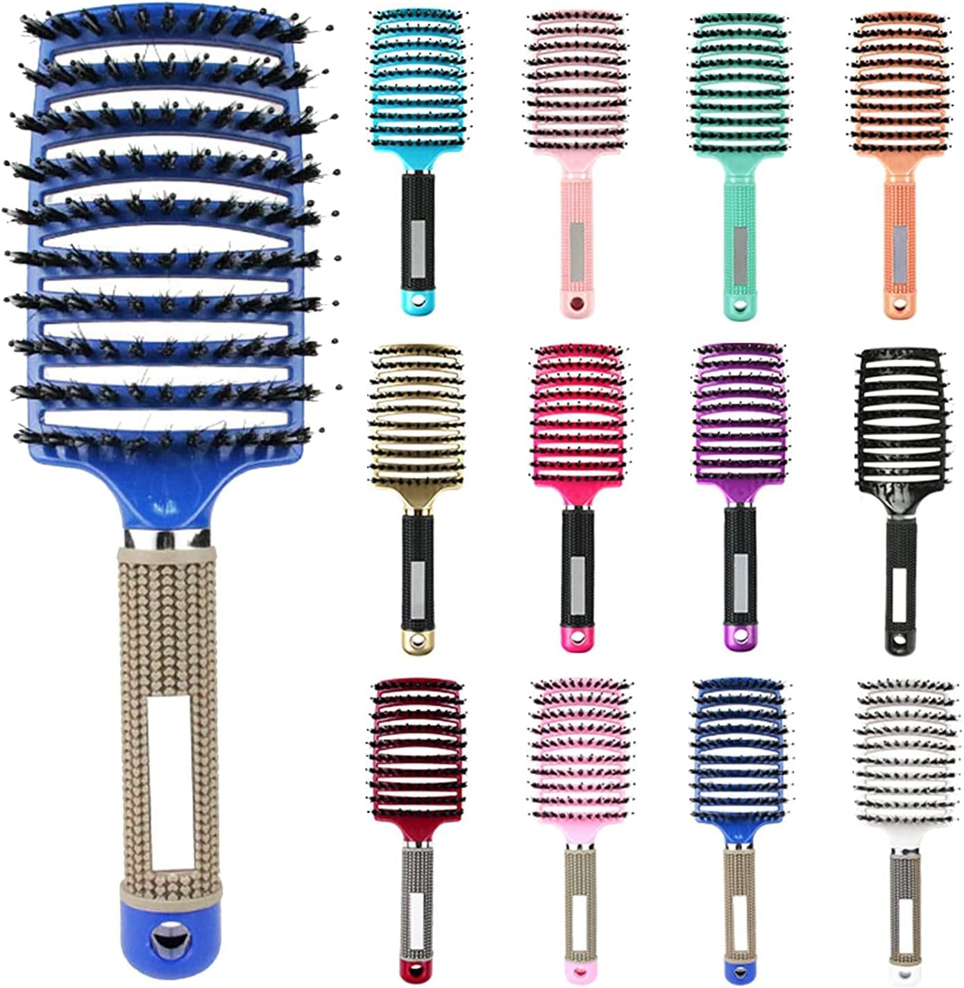 My Sensory Space Detangling Hairbrush, Magical Brush Detangler, Detangler Bristle Nylon Hairbrush, Curved and Vented Detangling Hair Brush (Color : Black)1