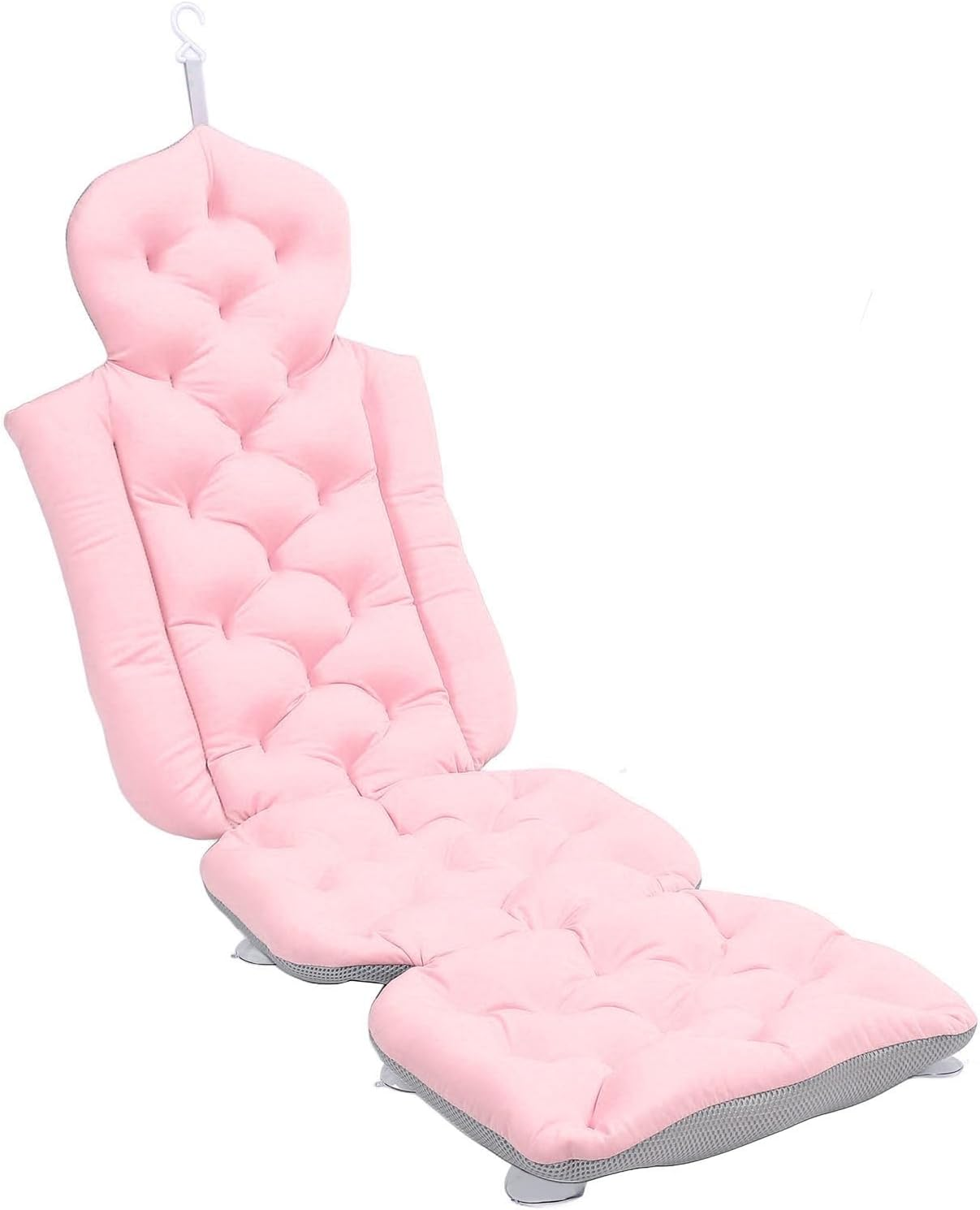 Generic Full Body Bath Pillow, Luxury Bath Cushion for Tub with Non Slip Suction Cups & Laundry Bag, Mat for Head & Neck Support, Luxury Tub Pillow for for Headrest Neck & Back (Pink)