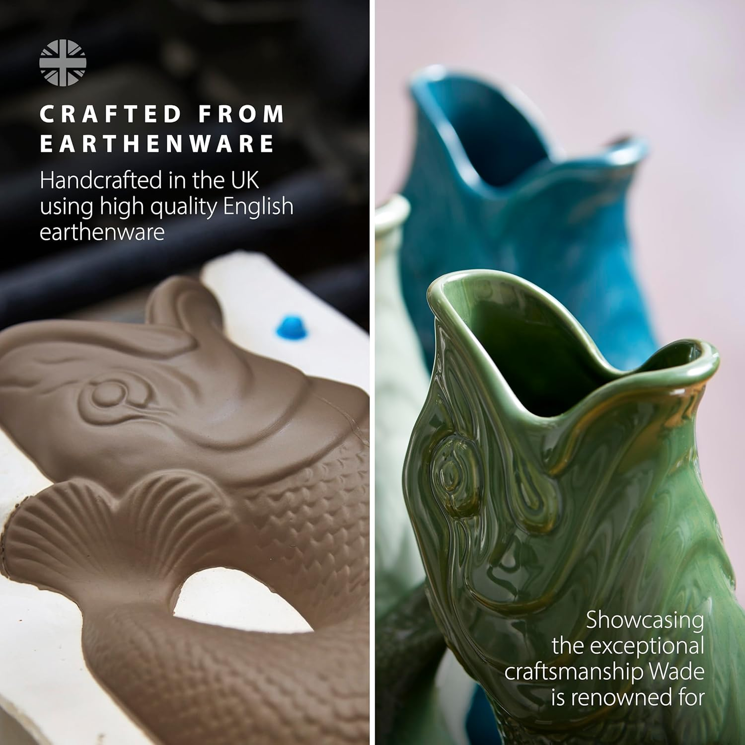 Wade WA967803GRN Fish Jug, Earthenware, Iconic UK Heritage, Made in Stoke-On-Trent, 1.2L, Forest Green image number 4