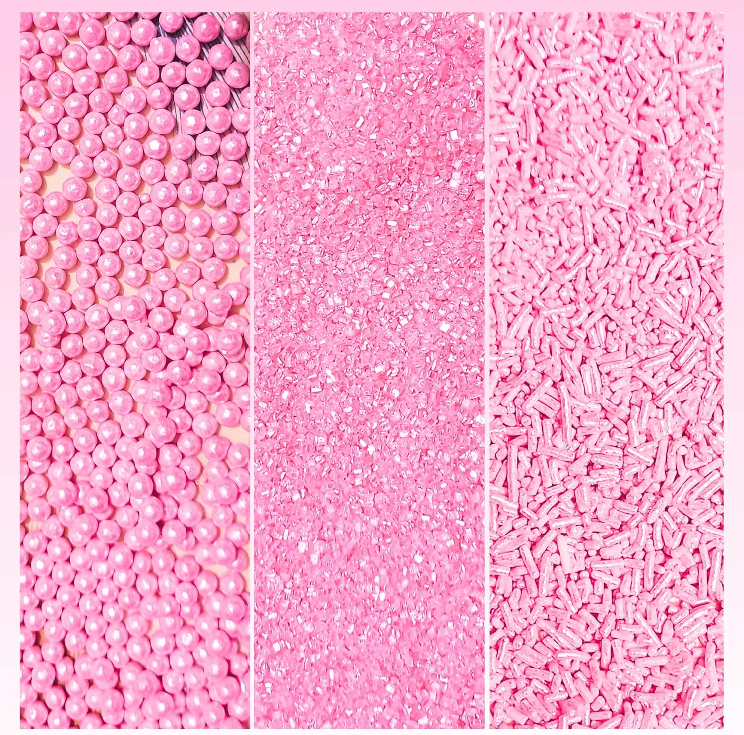 Confect Sprinkles for Cakes & Cupcakes Decoration | Assorted Pack of 5 Girly Dream Baby Shower Pearl Sprinkles | Baby Pink Sprinkles | Edible Mix Dragees, Jimmies & Sparkling Sugar - 3.5 Oz