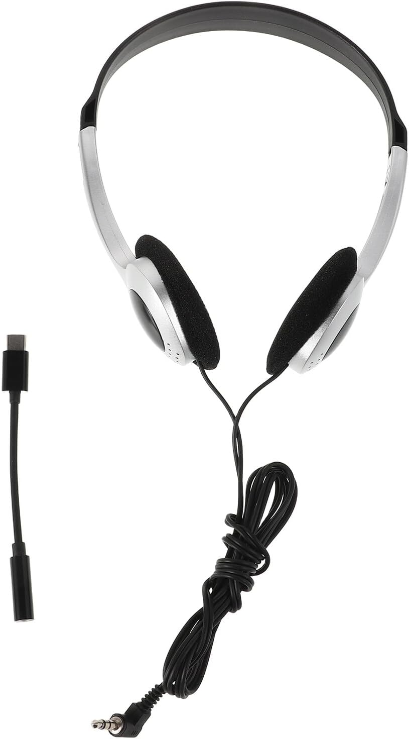 Jojofuny Lightweight Wired Headphones with Retro Silver Spray Finish High Definition Audio Inline Controls for Students Compatible with Computers Cell Phones Tablets Portable Library image number 6