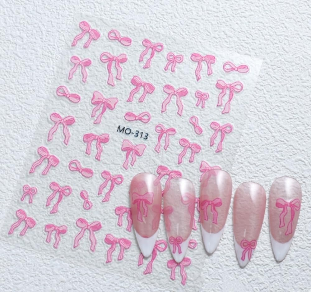 Nail Art Stickers Self-Adhesive Design, Butterfly & Bow Stickers for Nail Decoration - Set of 5 Sheets with Tweezers - Geiwogwc image number 2