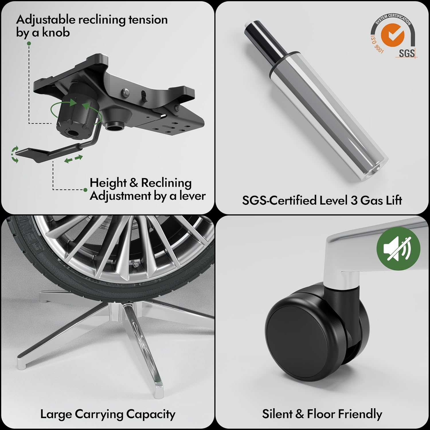 4D-Armrest Office Chair, High Back Gaming Chair with Lumbar Support, Ergonomic Office Chair with Adjustable Headrest, Computer Desk Chair with Mesh Backrest for Office & Home Use, Black image number 3