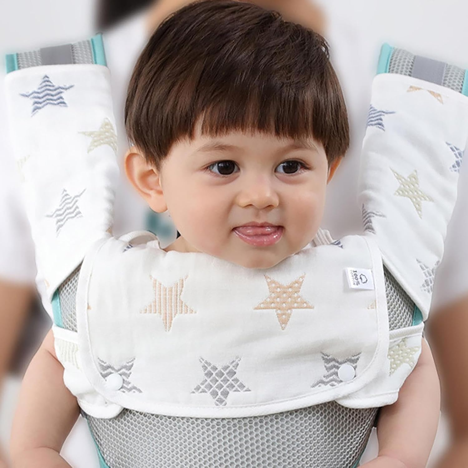 Baby Feeding Bib | Cotton Baby Bibs Cute Infants Feeding Bib - Pure Cotton Adjustable Soft Baby Drool Bibs for Eating and Drooling, Baby Eating Supplies Jmedic image number 2