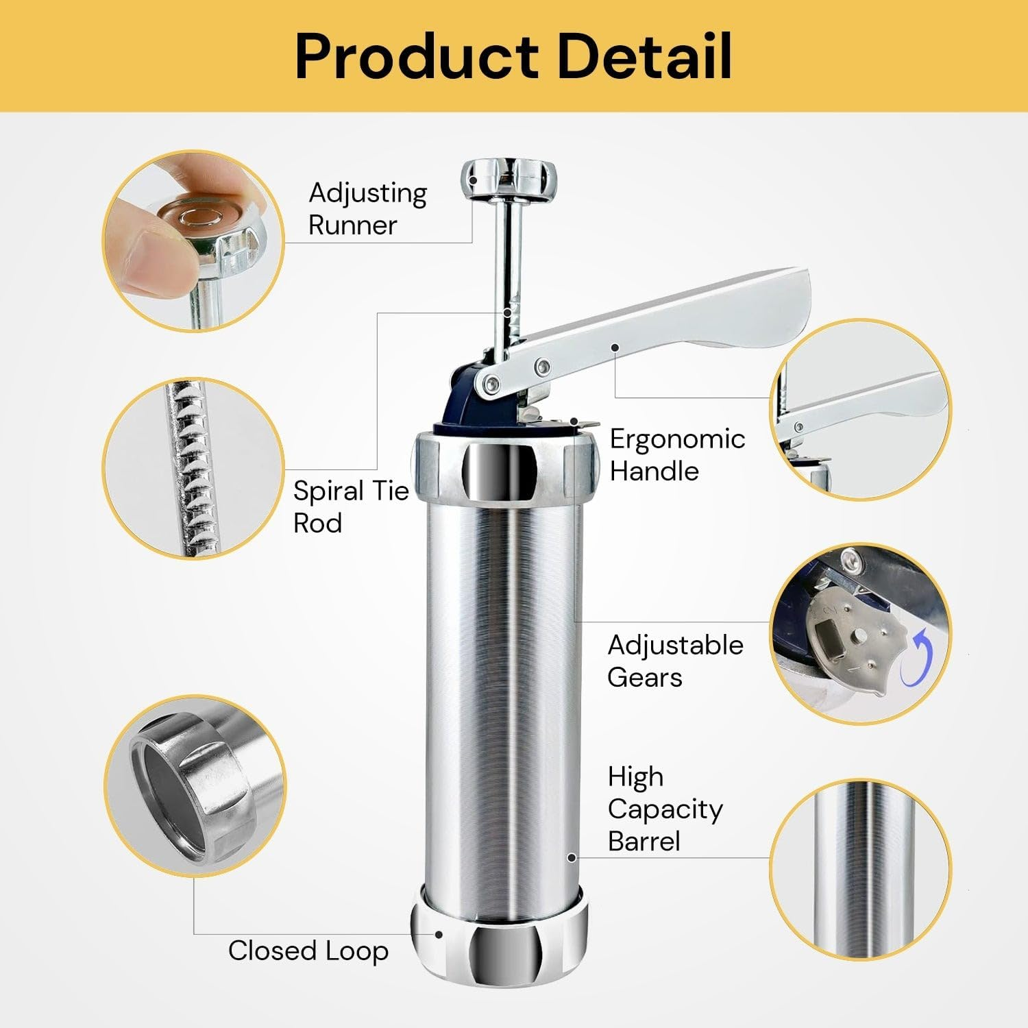 Cookie Press for Baking Aluminum Biscuit Press Cookie Gun Set with 20 Discs and 4 Icing Tips for DIY Biscuit Maker Cupcake Cake Decoration Dough Churro Maker - Cookies Machine Maker image number 1