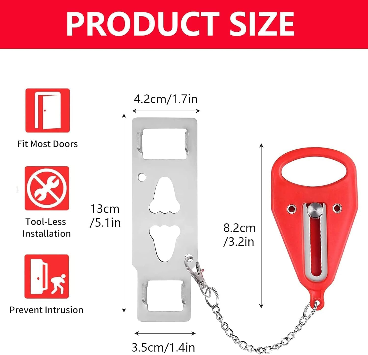 2Pcs Portable Door Lock Extra Locks for Additional Privacy and Safety,Door Lock Home Security Door Lock Travel Lockdown Locks,Portable Door Lock Home Security Door Lock Travel Lockdown Lock Door Lock image number 1