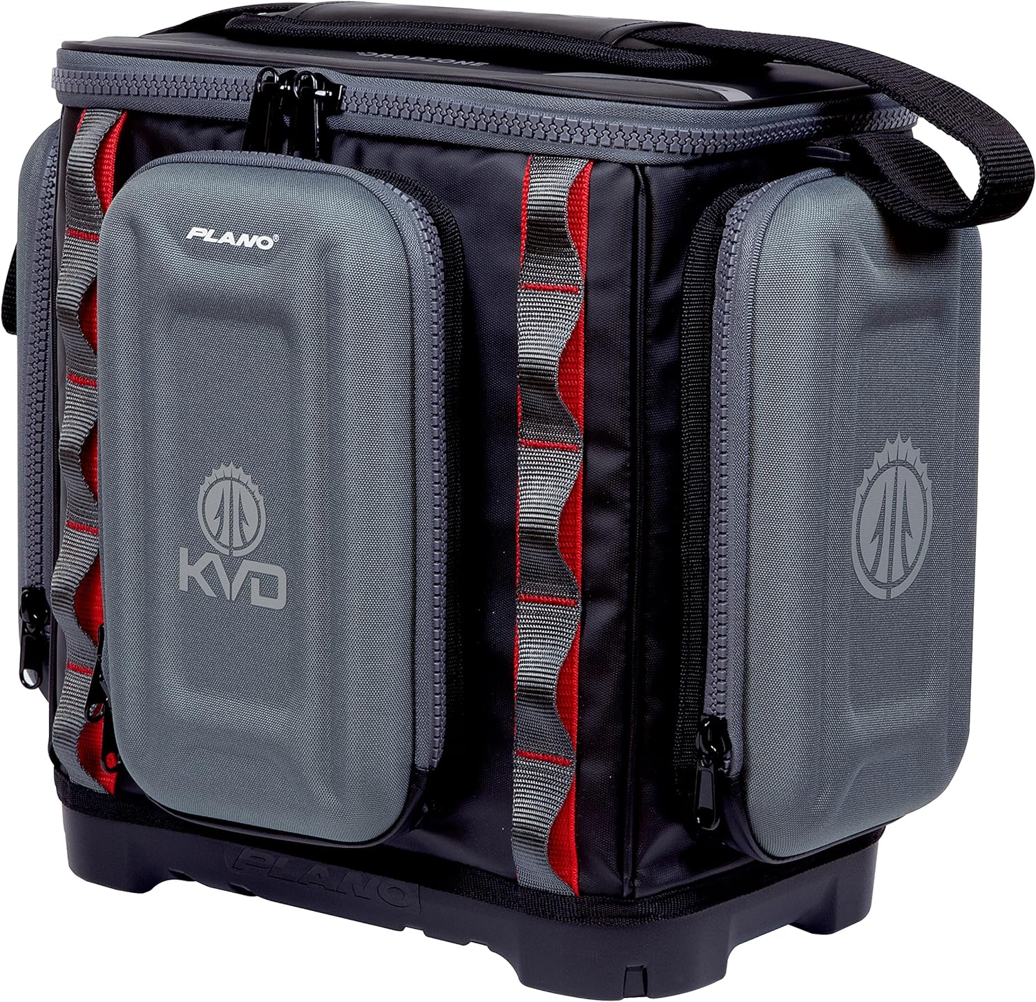 Plano KVD 3600 Signature Series Tackle Bag, Black with Red Stitching, Includes 3 Stowaway Utility Boxes, Customizable Fishing Storage, Water-Resistant TPE Coated Fabric image number 3