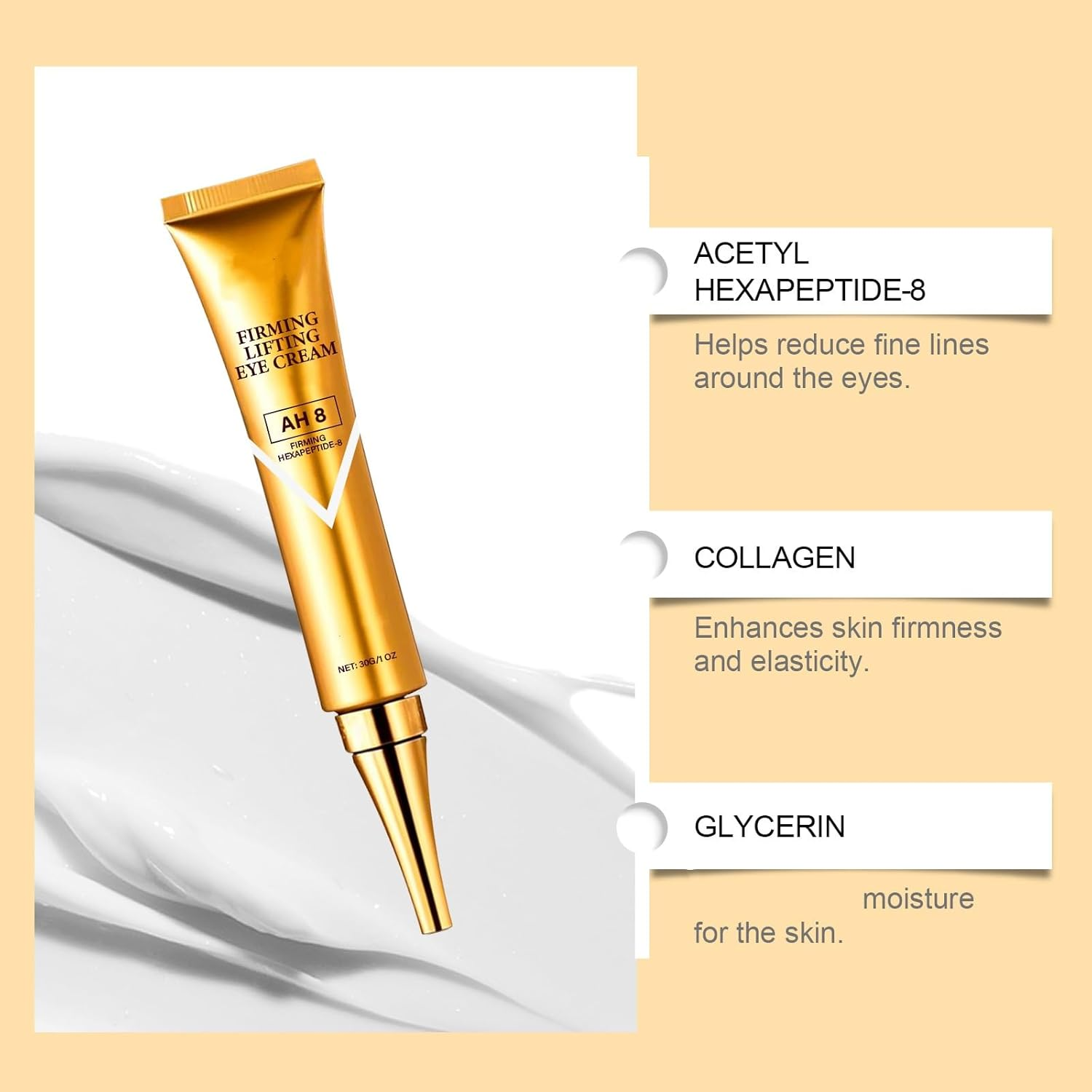 Eye Cream for Removal Eye Bags and anti Aging Wrinkle with Collagen, under Eye Cream for Dark Circles,Brightening,Hydrating,Firming,Lifting,Reduces Fine Lines, Wrinkles and Puffiness. (4PCS) - 2Pcs image number 6