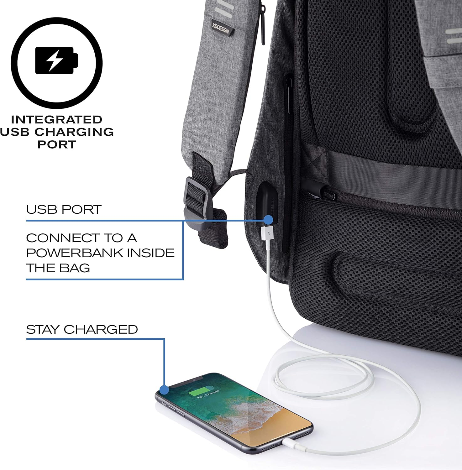 XD Design Bobby Hero Regular Anti-Theft Backpack USB (Unisex Bag)