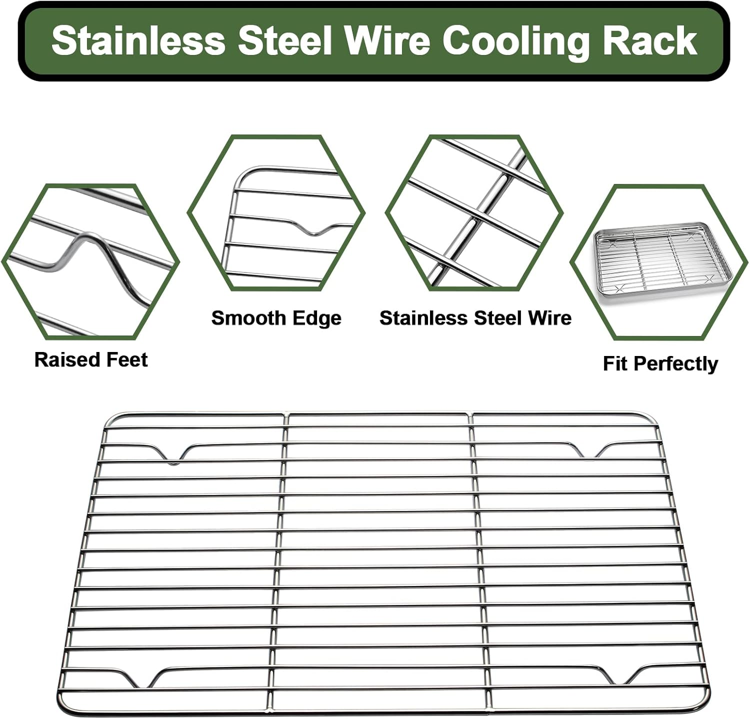 EWFEN Baking Set: Stainless Steel Cookie Pan & Cooling Rack with Silicone Mat, 3 Sheets + 3 Racks Mats, Warp Resistant & Heavy Duty, Easy Clean - Gray image number 2