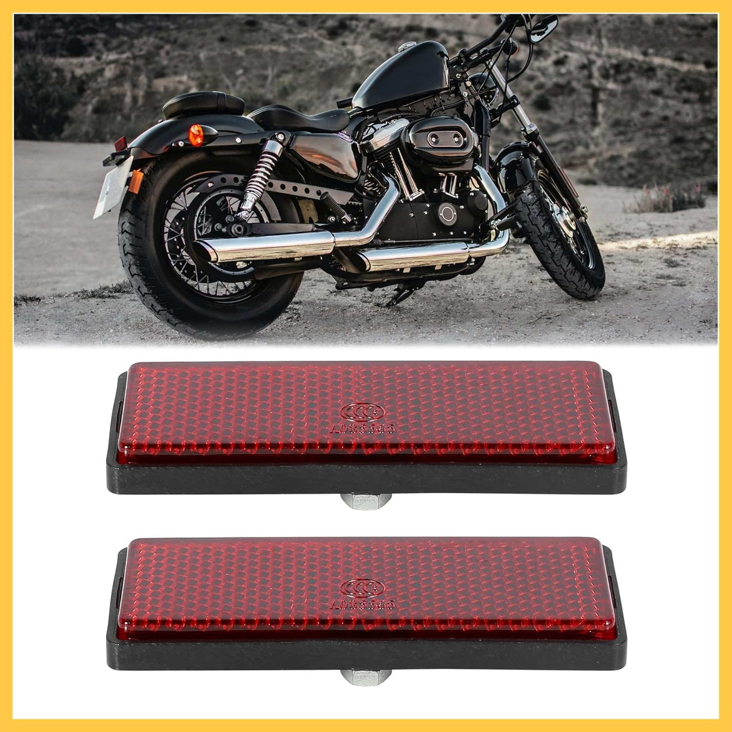 Pair M6X1.0 Red Rectangle Universal Screw Mount Reflective Warning Reflector for Motorcycle Bike Auto Replacement Parts