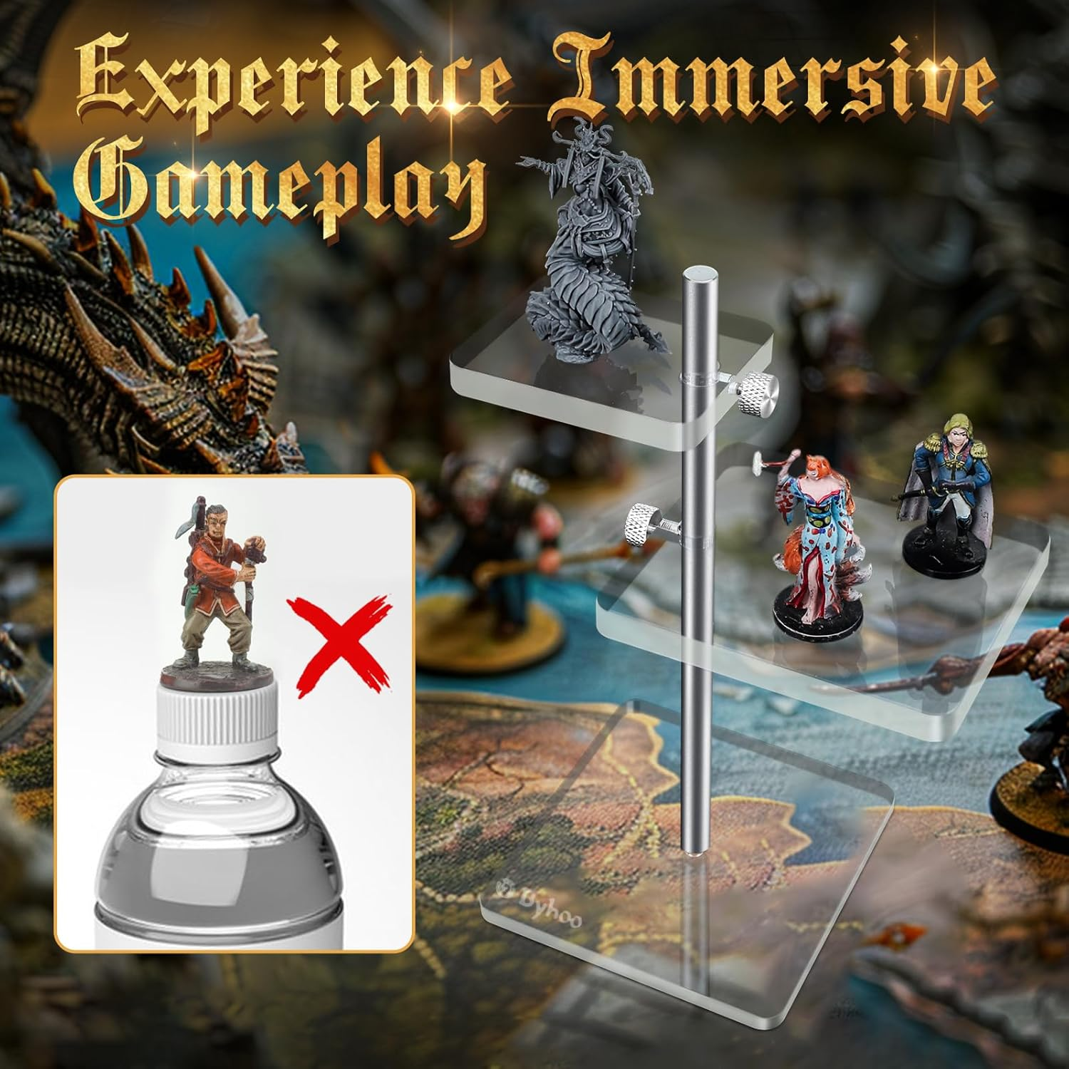 Byhoo 2 PCS DND Flying Miniatures Combat Risers, Adjustable Acrylic Platforms & Flight Stands for Epic Battles, Versatile DND Miniatures Display Risers, Essential DM Supplies & RPG Accessories image number 5