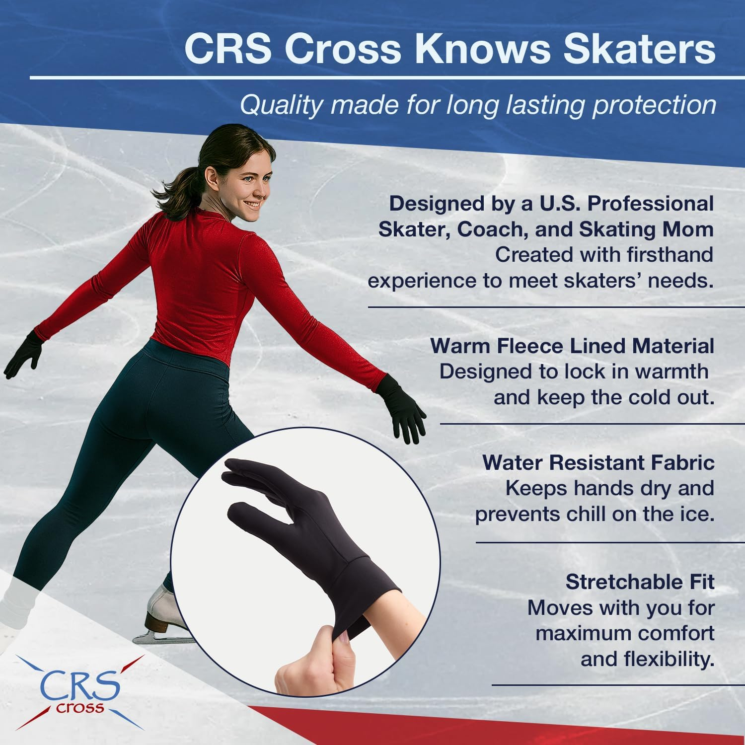 CRS Cross Figure Skating Gloves - Warm Padded Protection for Practice, Competition, or Testing/Examination image number 6