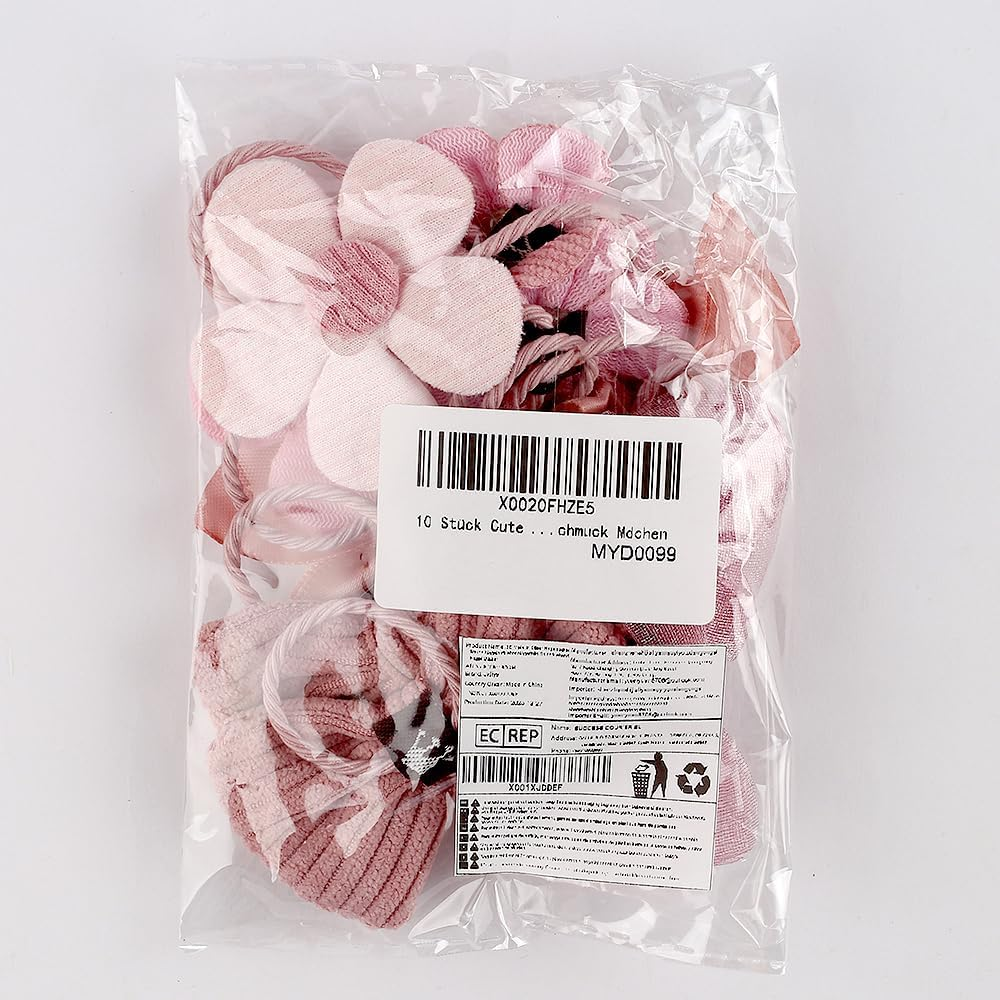 Pack of 10 Cute Hair Bobbles Pink Bow Flower Small Hair Bobbles Girls Cute Bows Flowers Cable Tie Bow Baby Hair Scrunchie Girls for Girls Children Styling Hair Accessories Girls image number 5