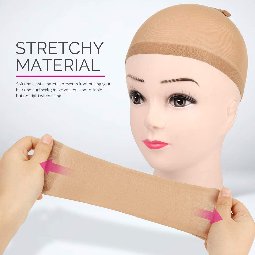 4 Pcs Stretchable Wig Caps, Breathable Nylon Stocking Non-Slip Hair Net for Secure Wig Fit
