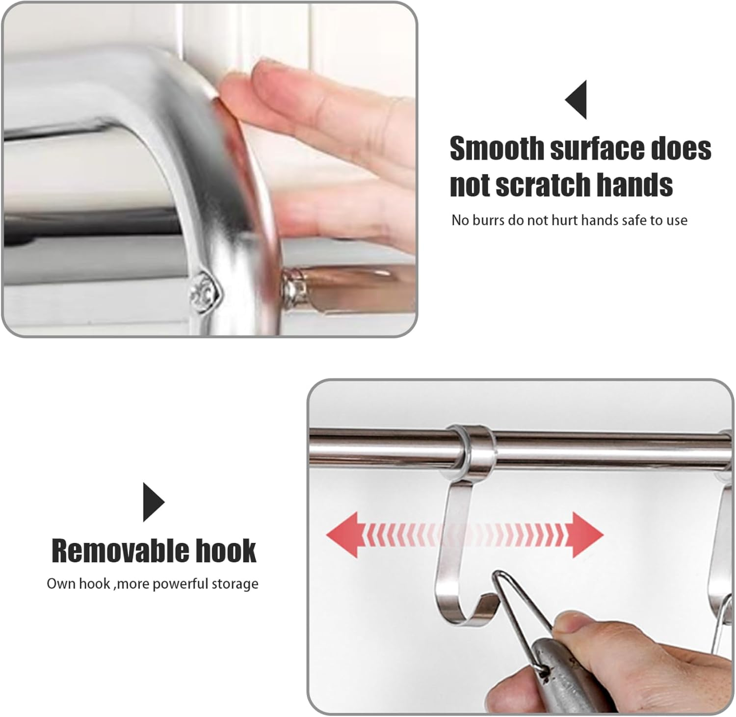 Microwave Oven Rack, Stainless Steel Microwave Oven Bracket, Wall Mounted Kitchen Rack with 5 Hooks, Maximum Load-Bearing Capacity 31Kg, Suitable for Kitchen Use image number 4