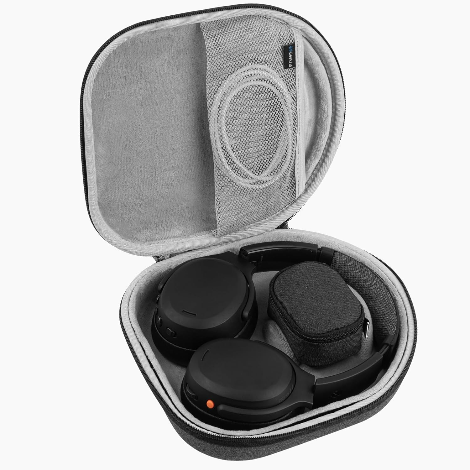 Geekria Shield Headphones Case for Lay Flat Over-Ear Headphones, Replacement Hard Shell Travel Carrying Bag with Cable Storage, Compatible with Steelseries, B&W, Skullcandy Headsets (Grey) image number 4