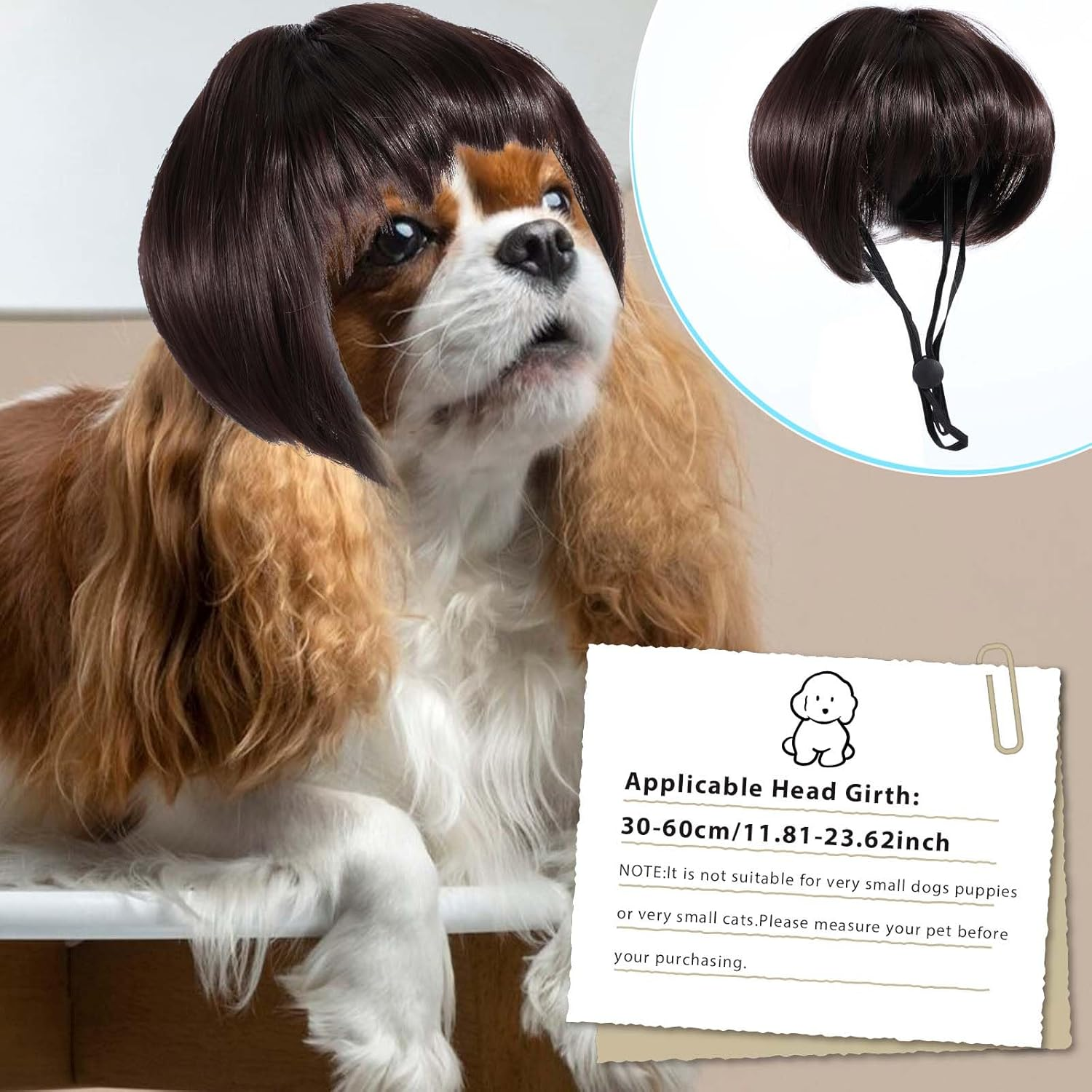 Sibba Halloween Dog Wig Trimmable Pet Costume Headpiece Funny Cat Cosplay Decoration Funny Clothes Cute Apparel for Halloween Christmas Parties Small Medium Large Dogs Double Adujustable Ear Strap image number 1